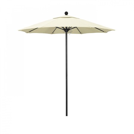 California Umbrella 7.5' Black Aluminum Market Patio Umbrella, Sunbrella Natural 194061334287